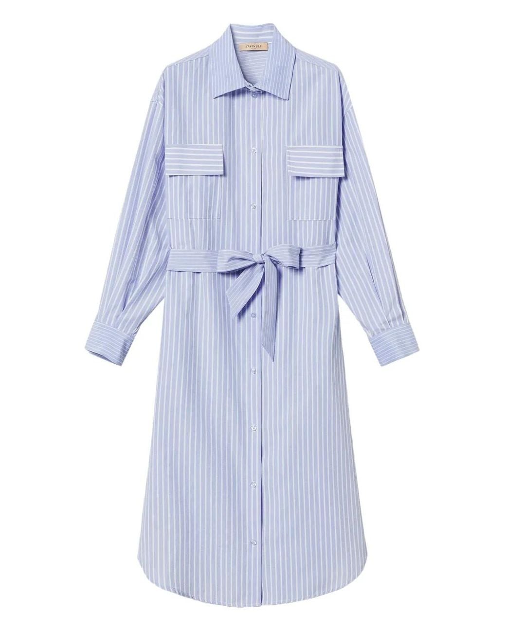 Twinset Blue Striped Shirtdress