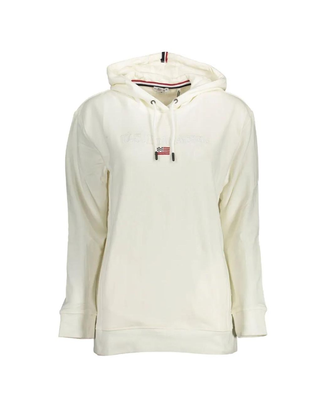 U.S. POLO ASSN. White Logo-Embroidered Hoodie