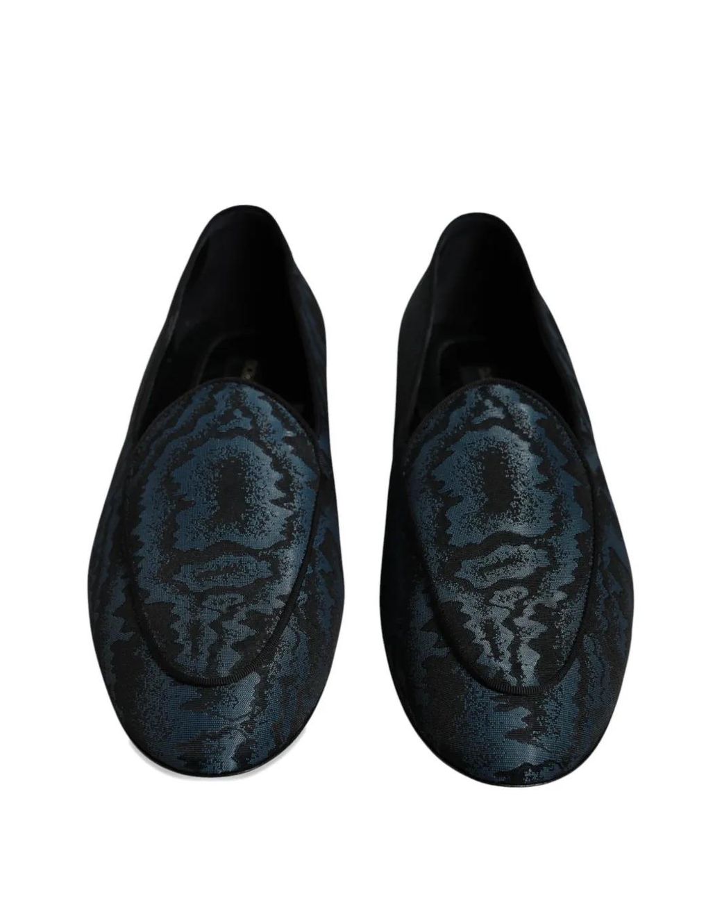 Dolce & Gabbana Black Caravaggio Printed Fabric Loafers for men