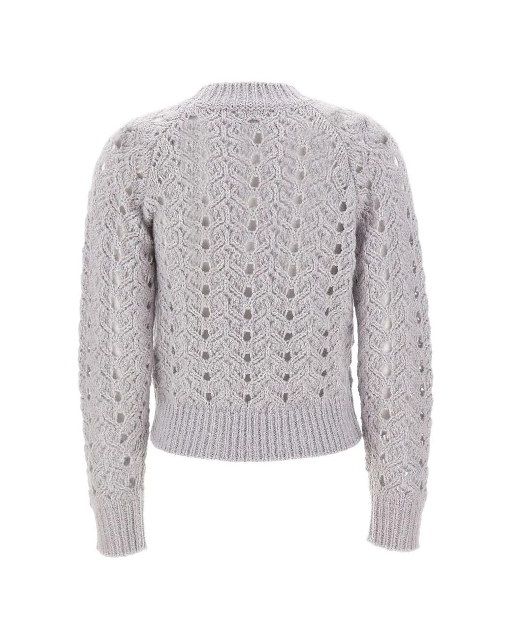 Eleventy White Pull En Maille Torsadée Ajourée