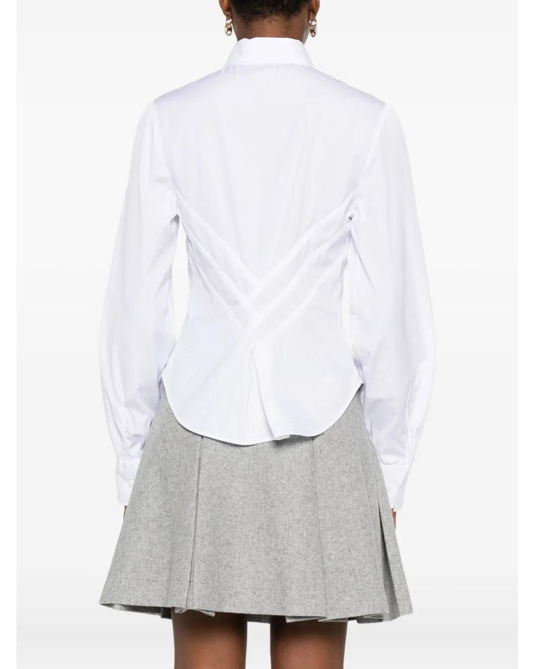 Ermanno Scervino White Ruched-Panel Collared Shirt