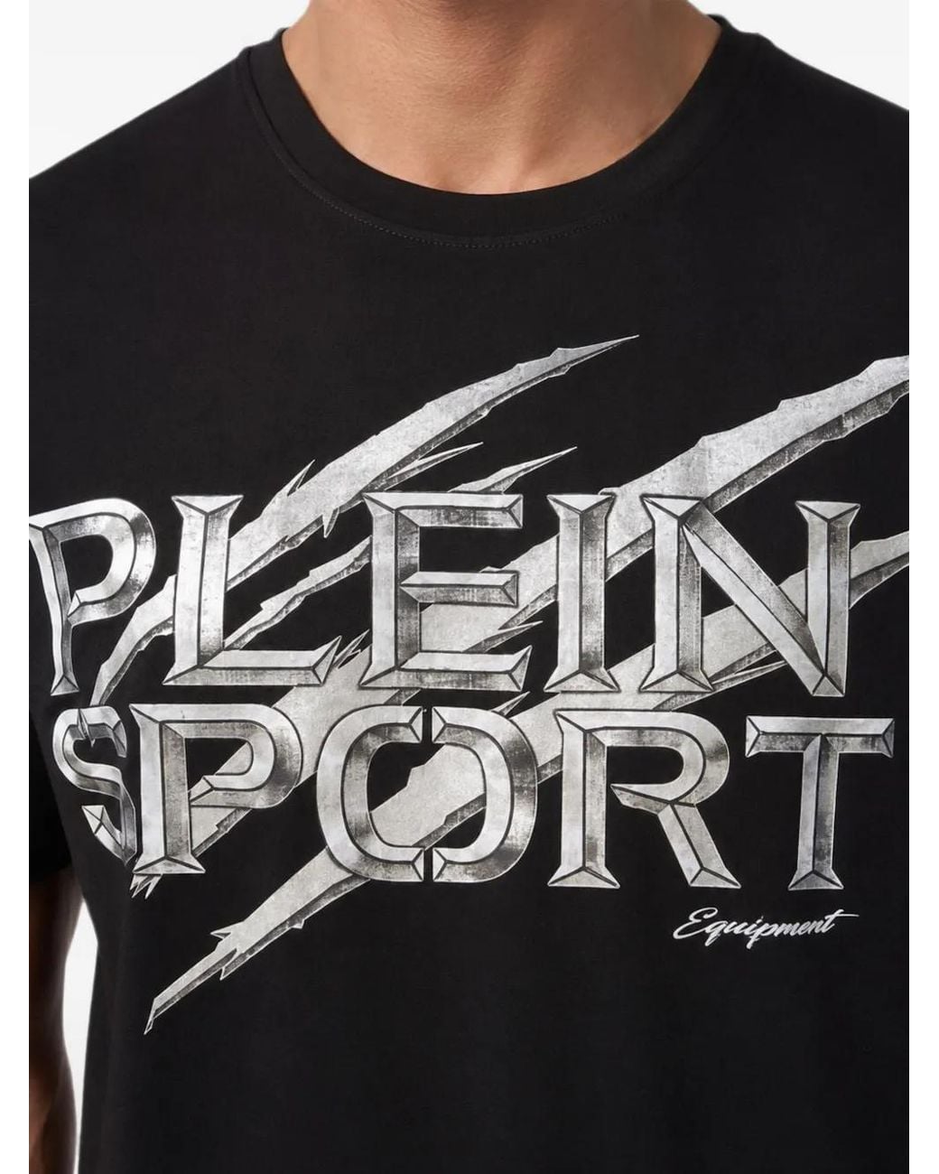 Philipp Plein Black Logo-Print Round-Neck T-Shirt for men