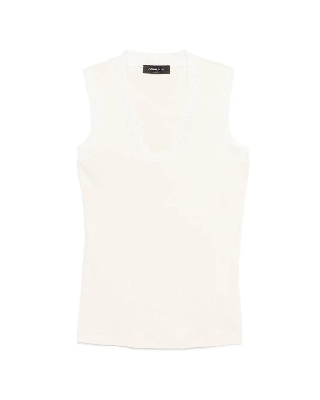 Fabiana Filippi White Round-Neck Top