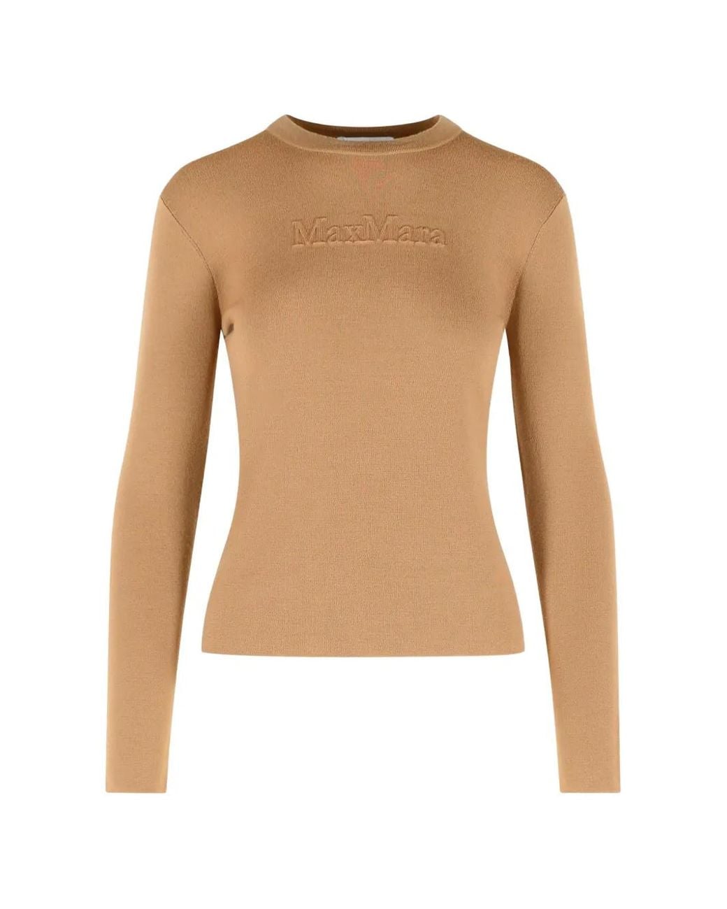 Max Mara White Embossed-Logo Crew-Neck Virgin Wool T-Shirt