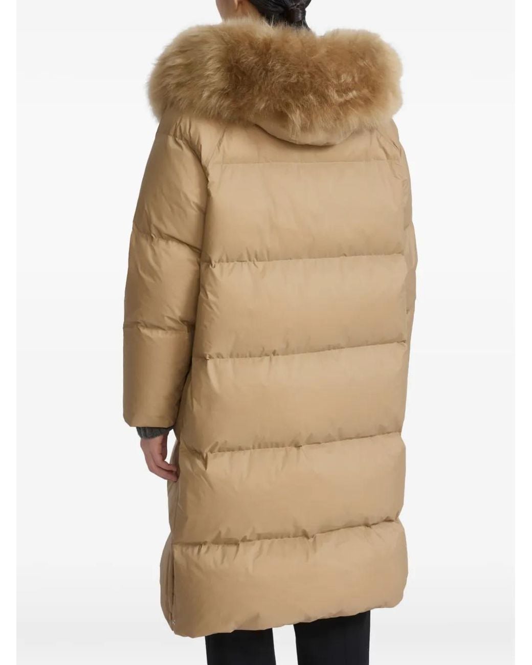 Yves Salomon Natural Fur-Trim Hooded Down Coat