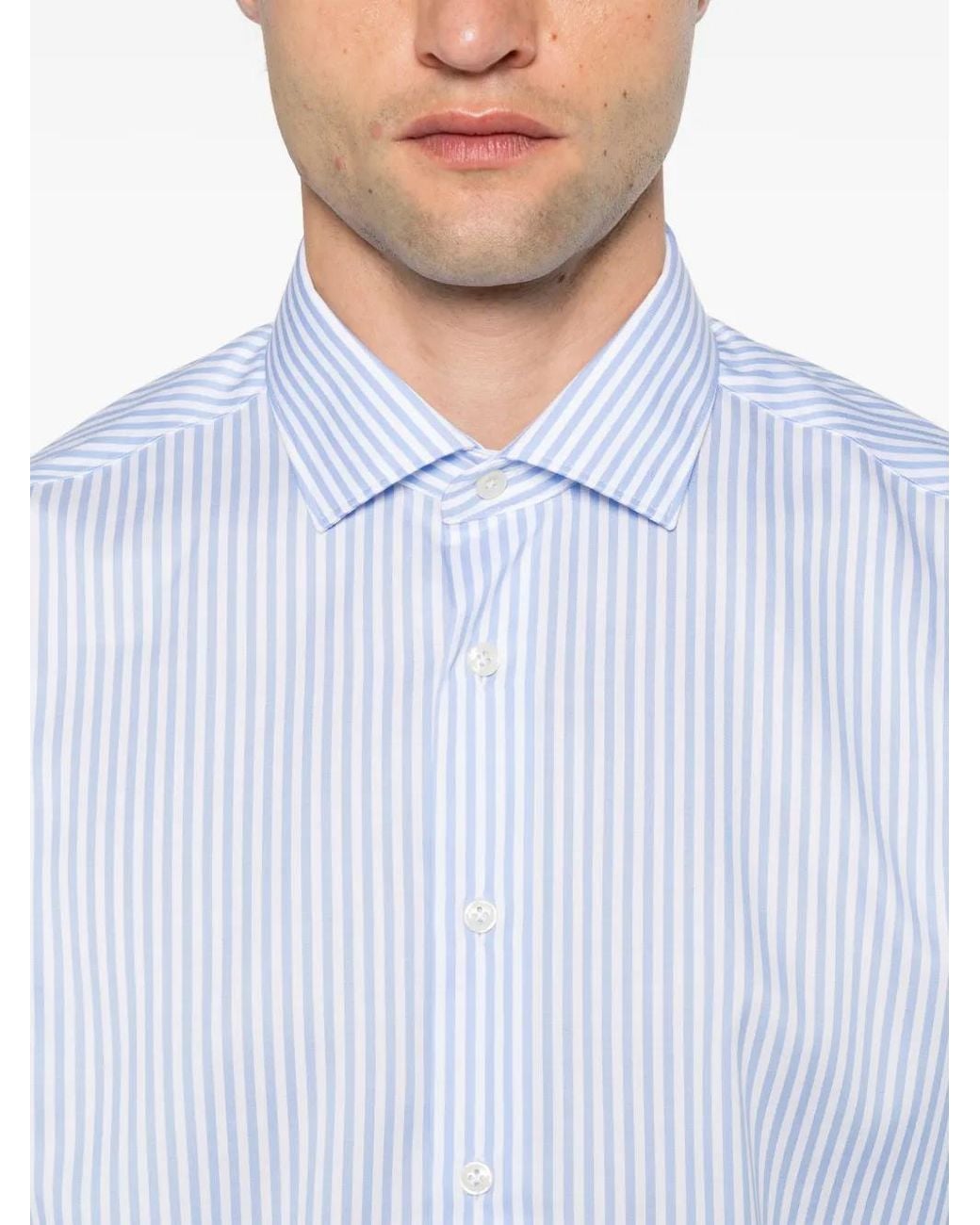 Olymp White Striped Long-Sleeve Shirt for men
