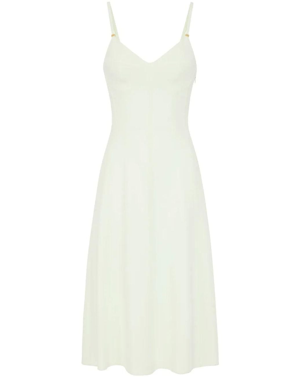 Elisabetta Franchi White Lace-Up Detail Crepe Midi Dress