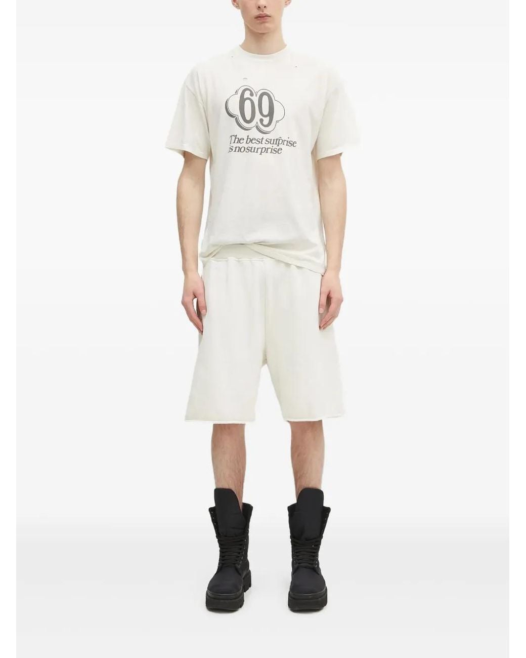 Aries White Distressed Print T-Shirt