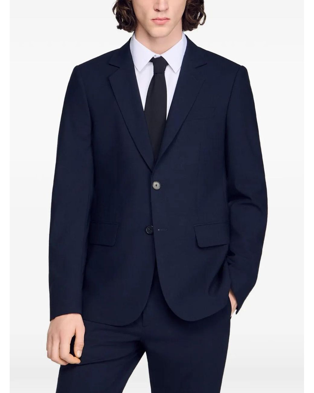 Sandro Blue Micro Check Button Blazer for men