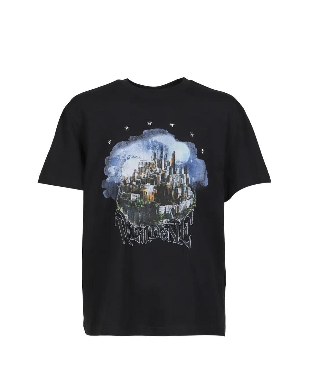 we11done Black Graphic-Print T-Shirt for men