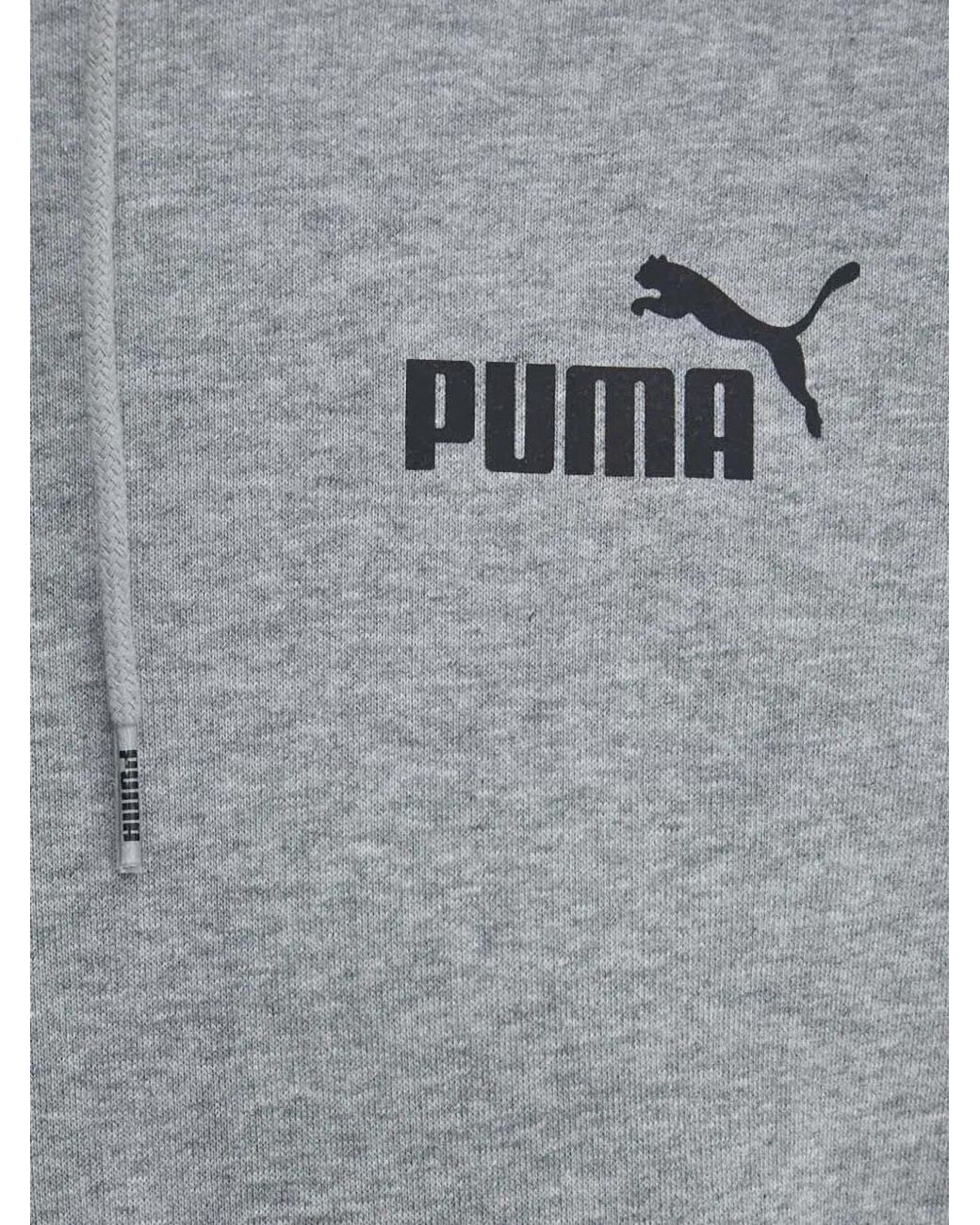 PUMA Gray Logo-Print Drawstring Hoodie for men