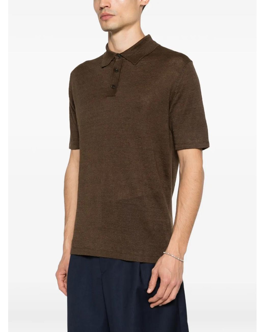 Roberto Collina Brown Half-Button Polo Shirt for men