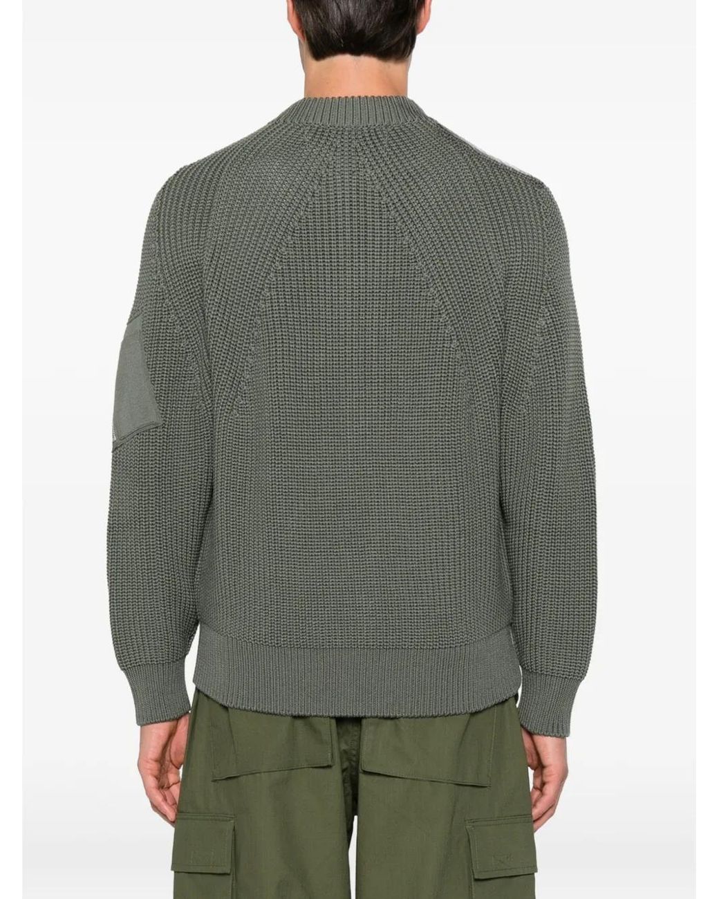 Comme des Garçons Gray Zip-Up Ribbed-Knit Cardigan for men