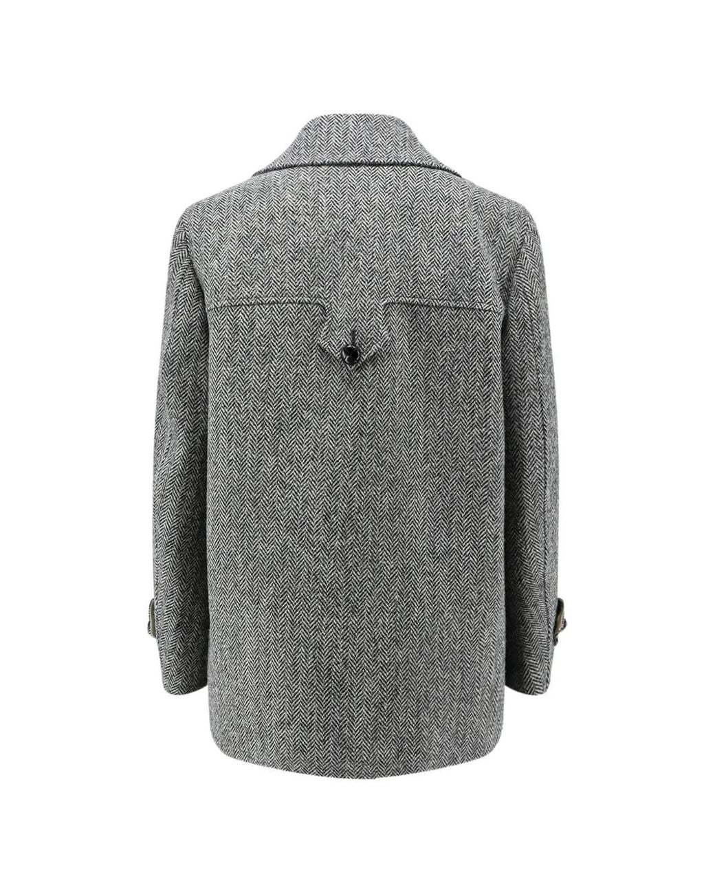 Seafarer Gray Naima Herringbone-Pattern Coat