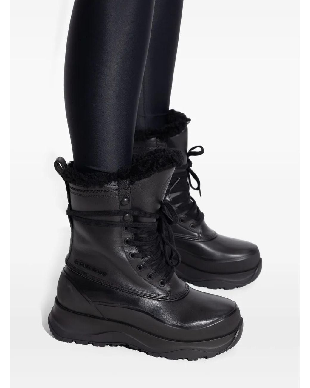 Canada Goose Black Fur-Trim Lace-Up Boots