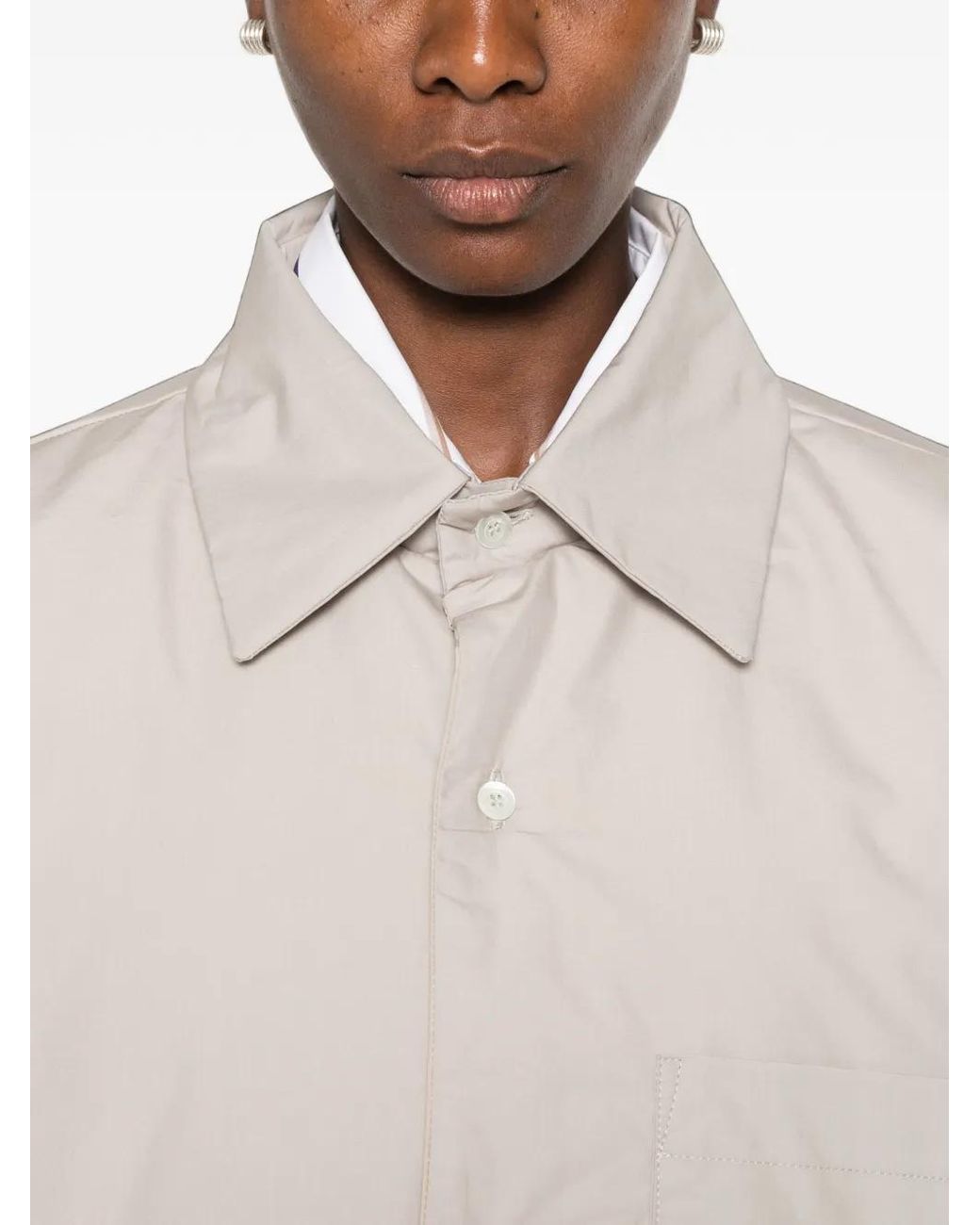 Sofie D'Hoore White Button-Up Chest-Pocket Coat