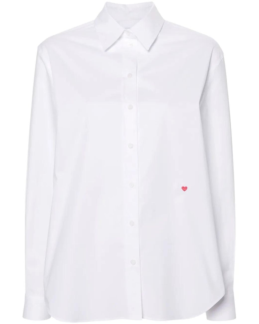 Moschino White Heart-Embroidered Shirt