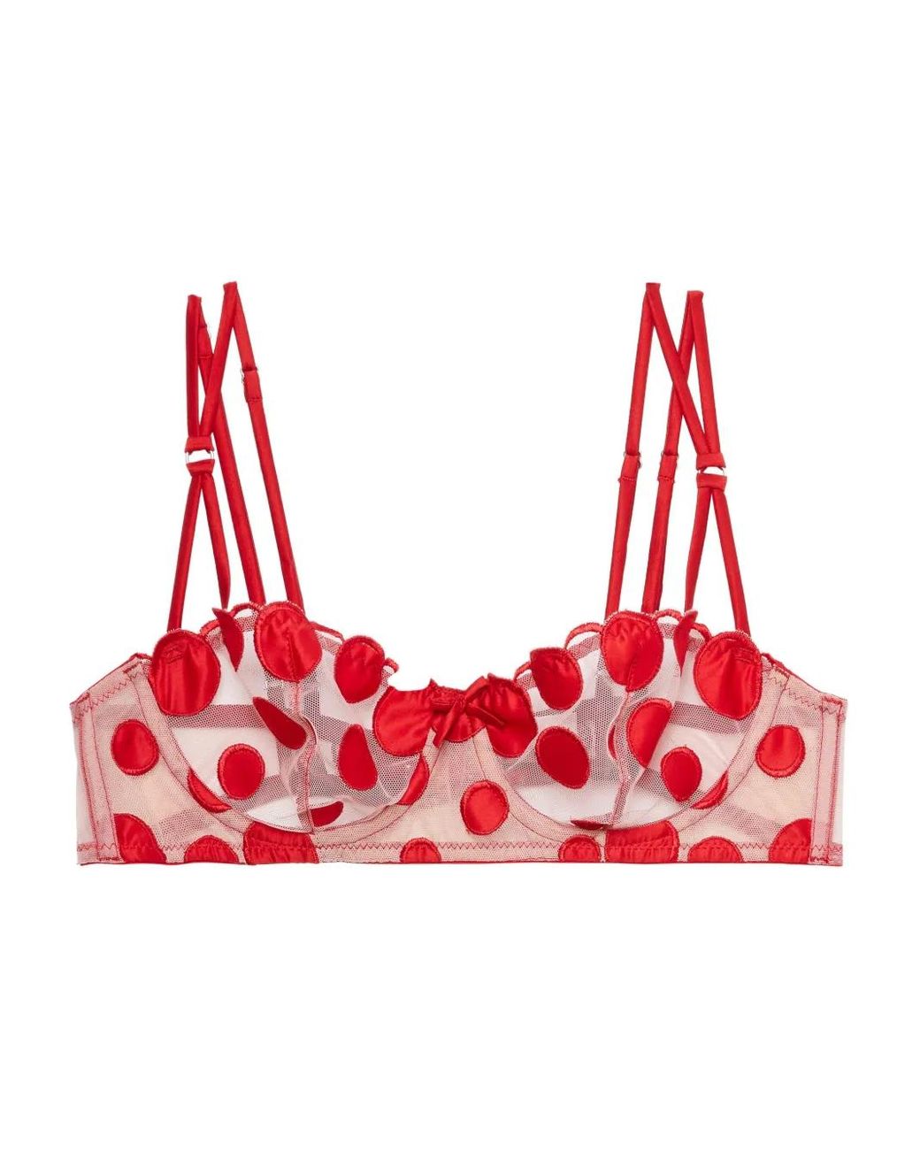 Fleur du Mal Red Polka-Dot Balconette Bra