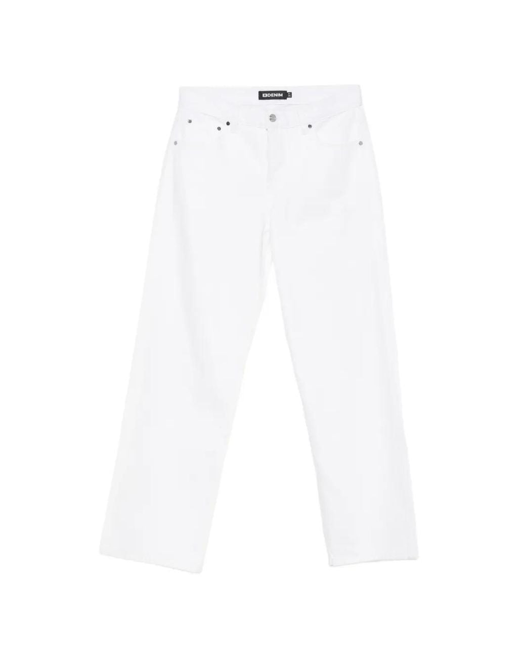 EB DENIM White Mid Rise Baggy Jeans