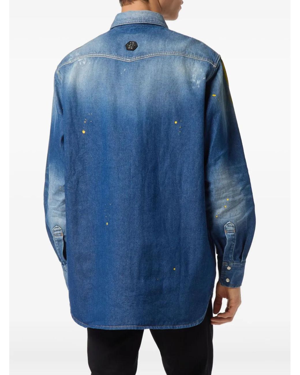 Philipp Plein Blue Oversize Denim Shirt for men