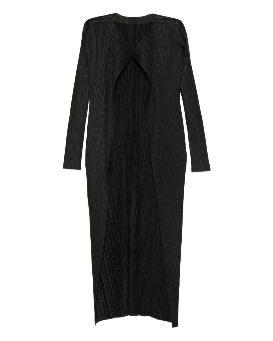 Pleats Please Issey Miyake Pleated Open-Front Cardigan in Black | Lyst