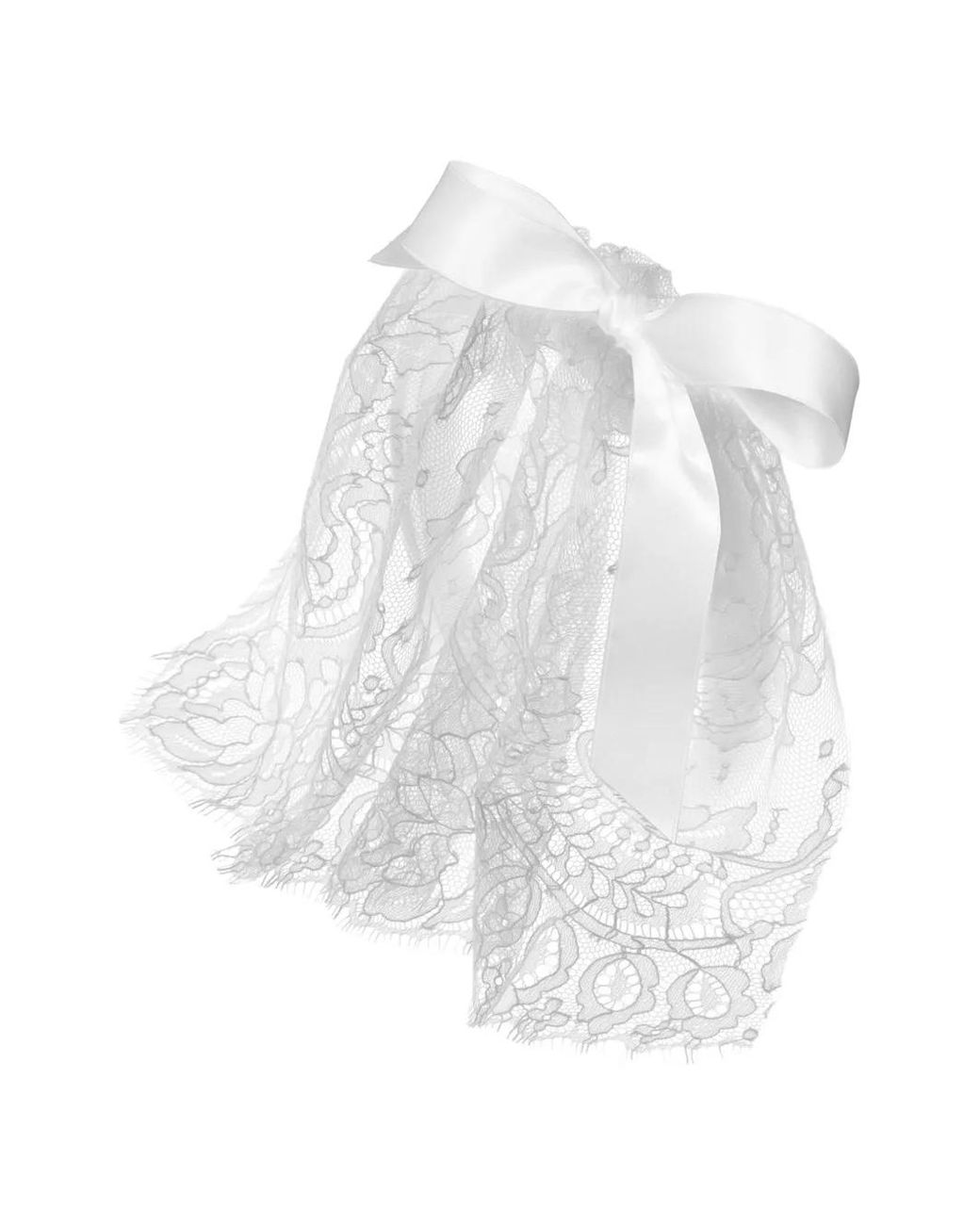 Jennifer Behr White Gladys Voilette Lace Bow Headband