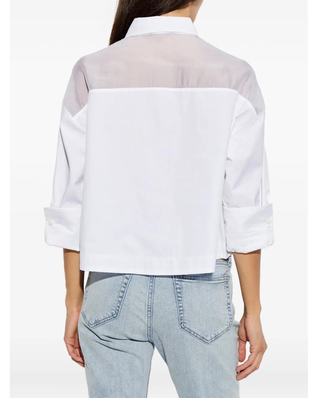 Rag & Bone White Sheer-Panelled Cropped Shirt