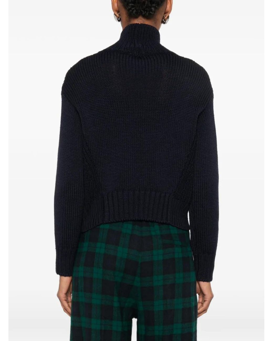 Forte_forte Black Ribbed High-Neck Sweater