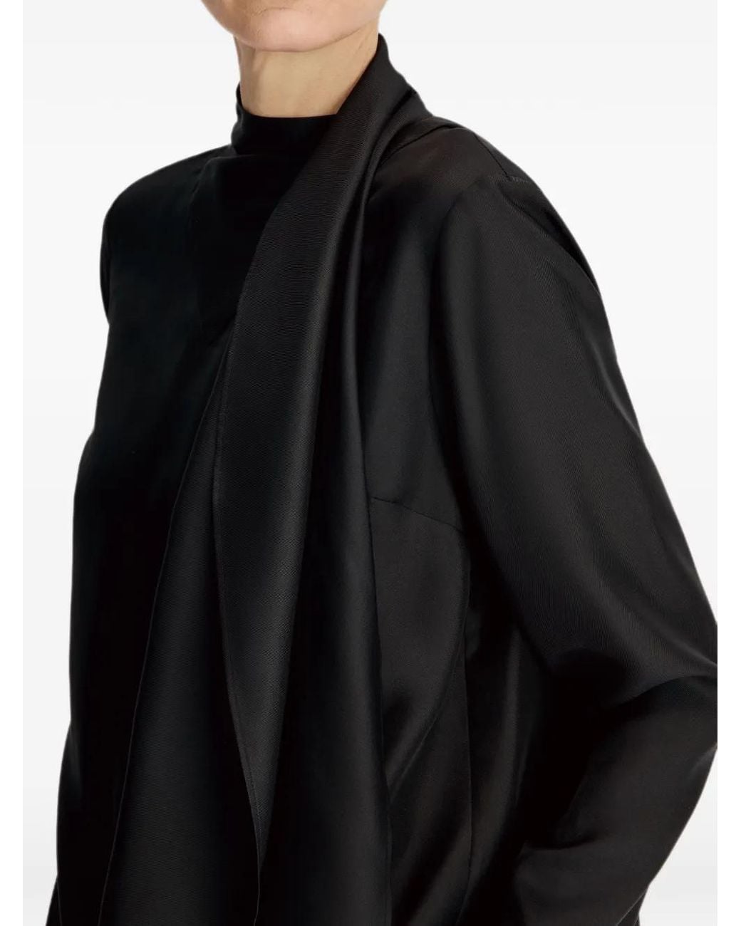 Loulou de Saison Black Gala Silk-Twill Blouse