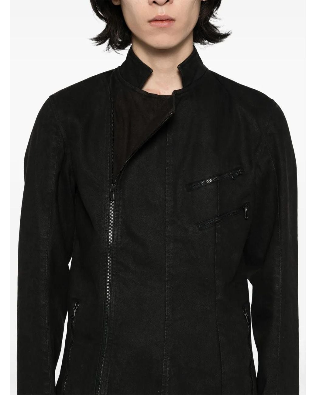 P.L.N. Black Denim Biker Jacket for men