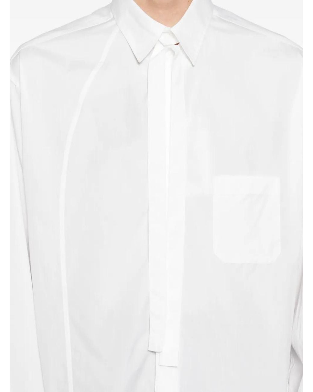 Yohji Yamamoto White 100/2 Broad Switching Shirt for men