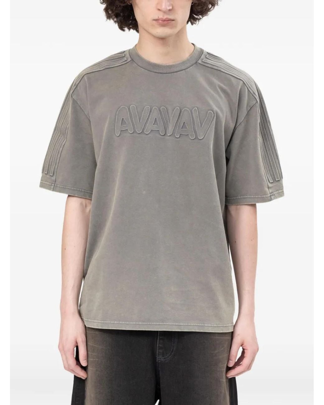 Adidas Gray X Avavav Embossed-Logo T-Shirt for men