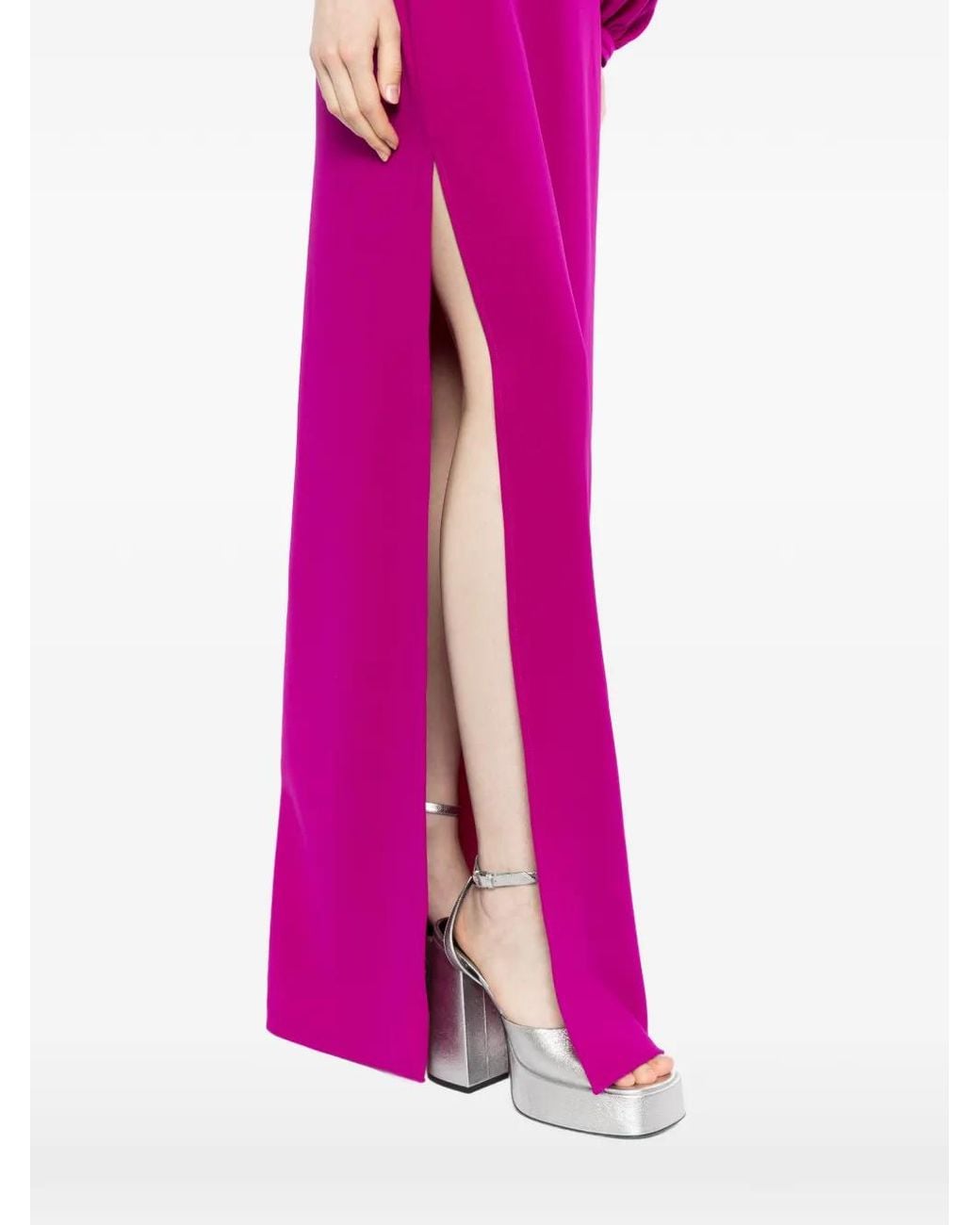 Amsale Pink One-Shoulder Maxi Dress