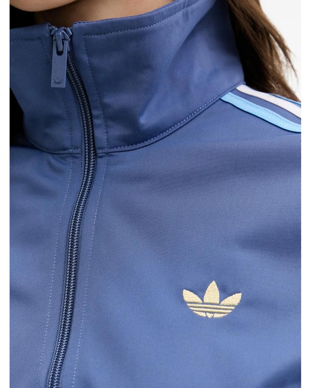 Adidas Blue Firebird Logo-Embroidered Striped Track Jacket