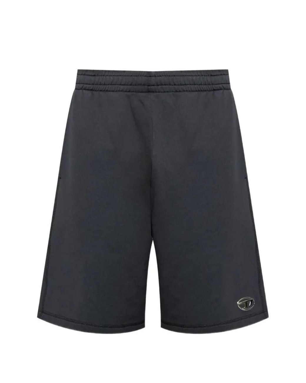 DIESEL Gray Fleece Shorts With Metallic Oval D for men