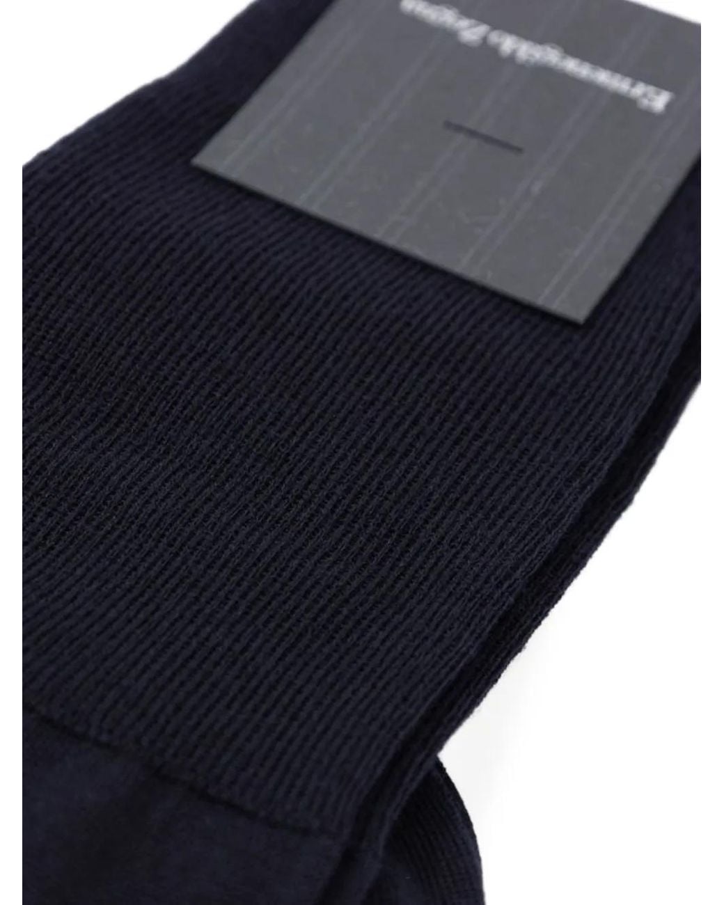 Zegna Blue Ribbed-Knit Socks for men
