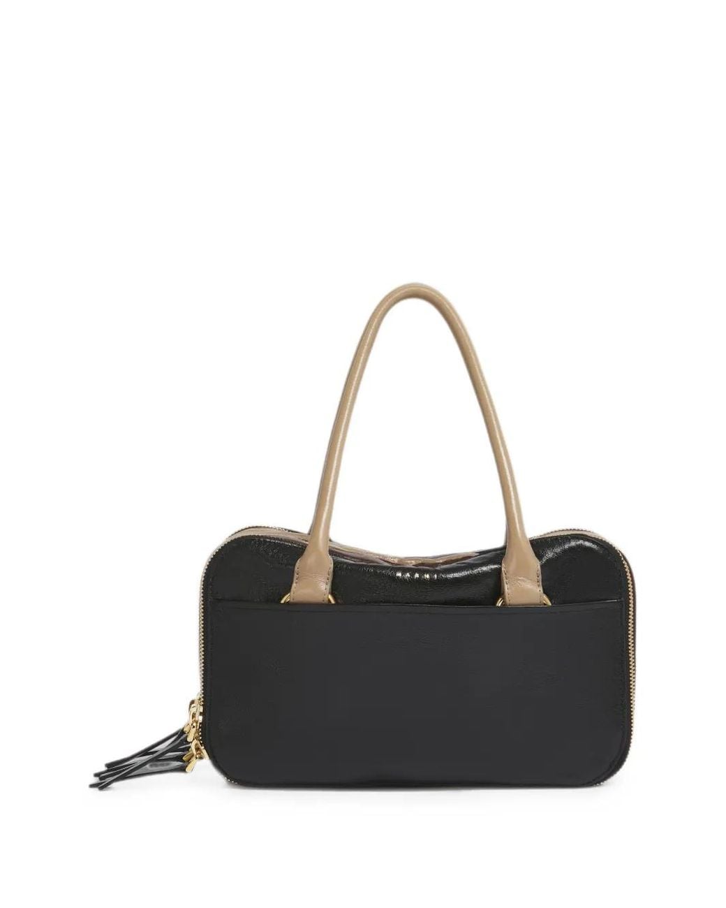 Marni Black Petit Sac Boxyne En Cuir, Marron Et Taupe