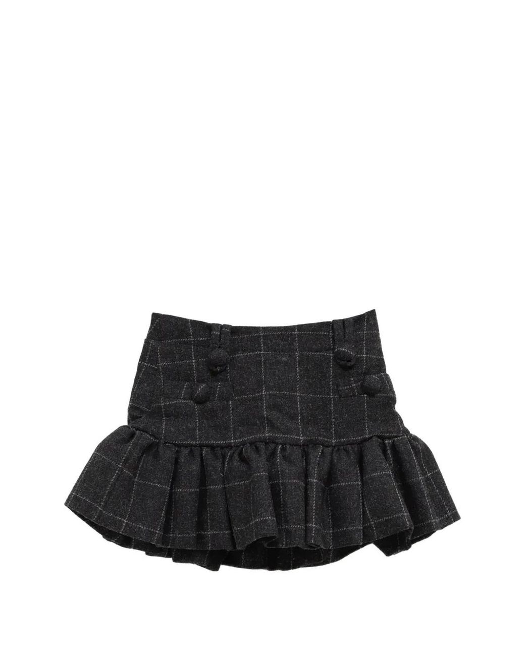 VAQUERA Black Melton Check Ruffled Mini Skirt