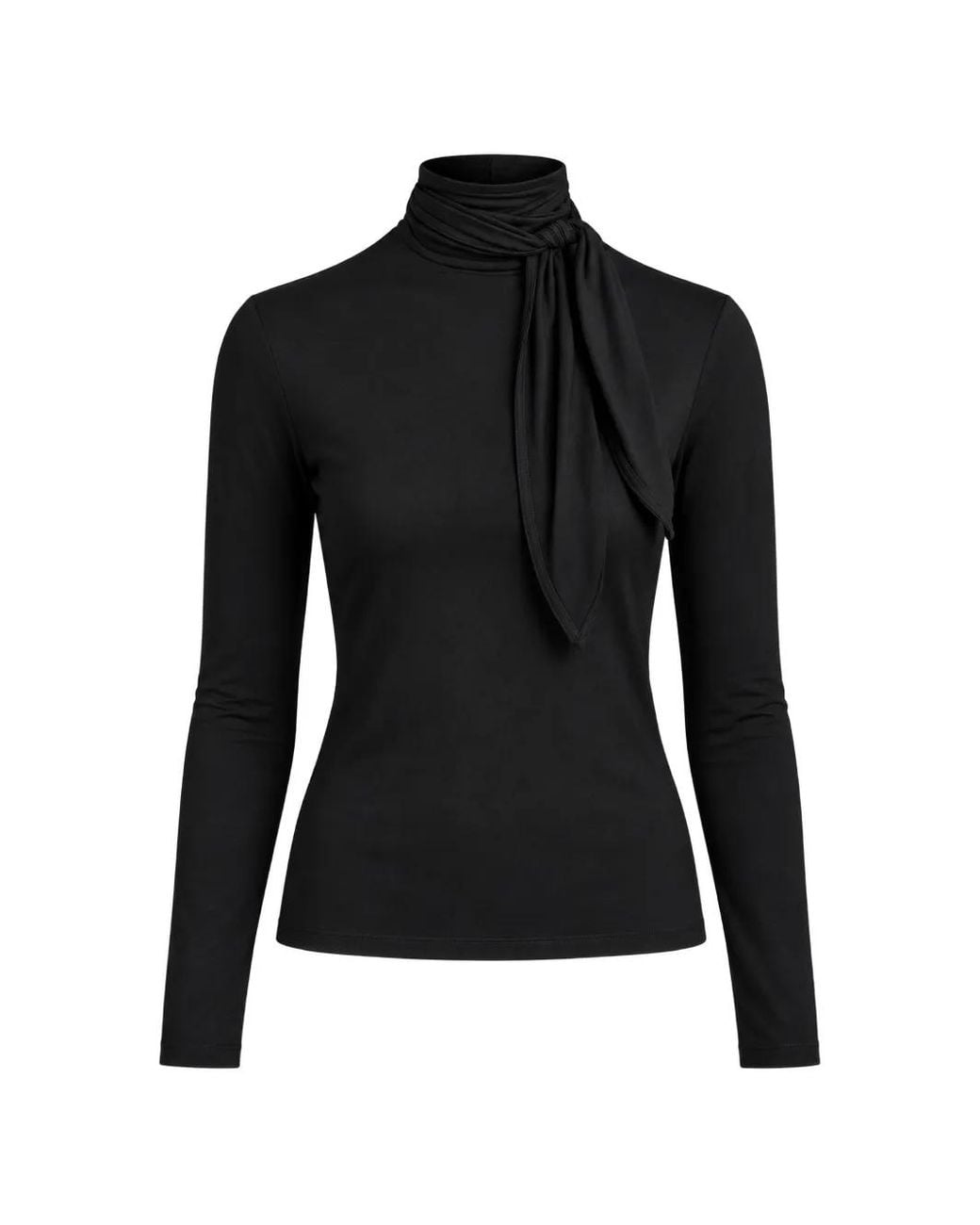 Vince Black Tie-Neck Long-Sleeve Sweater
