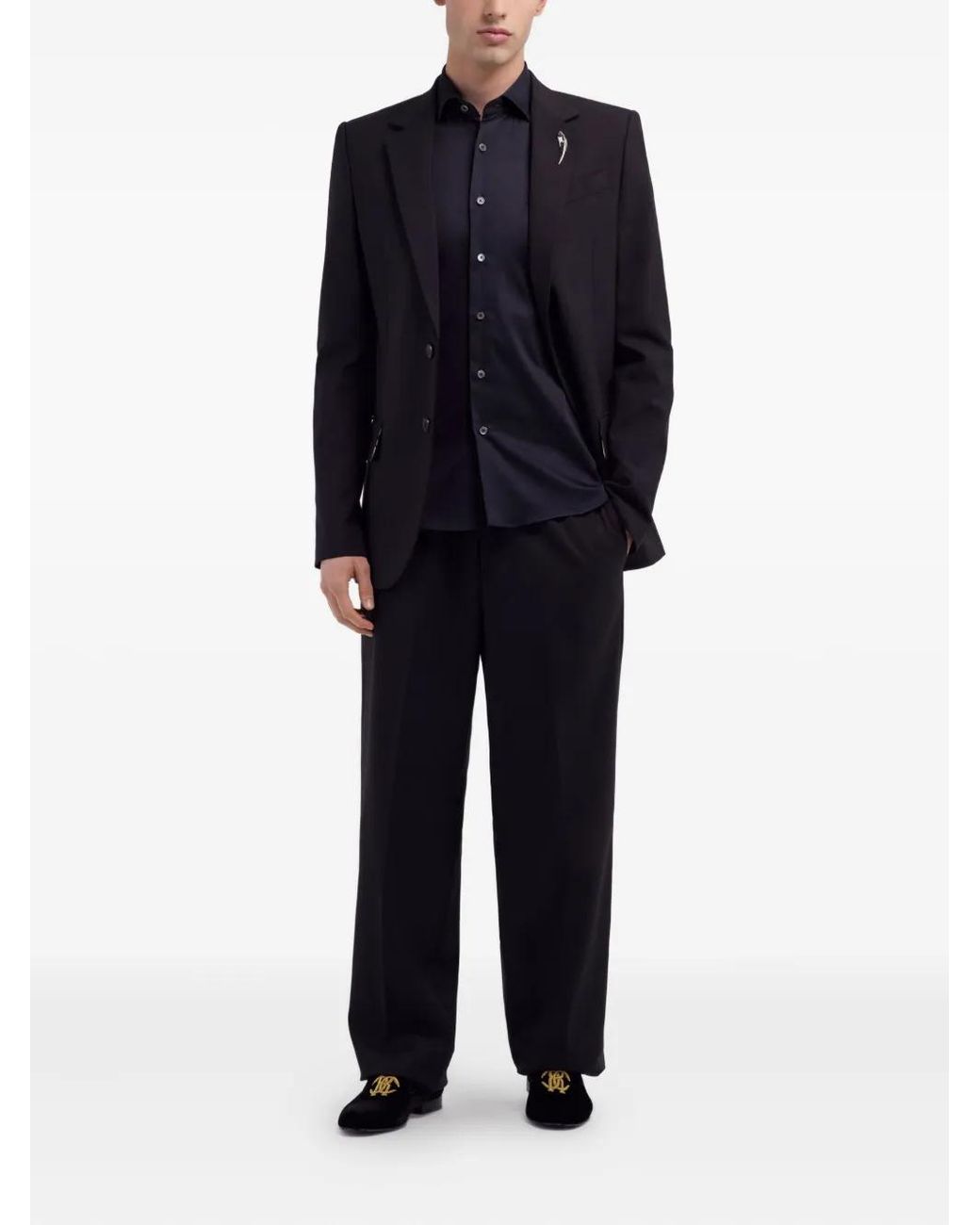 Roberto Cavalli Black Single-Breasted Blazer for men