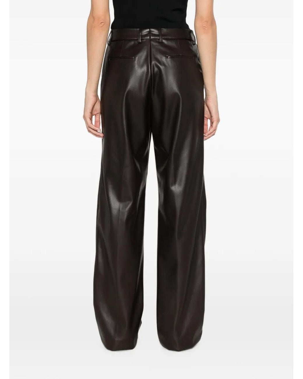 Berwich Gray Faux-Leather Wide-Leg Trousers