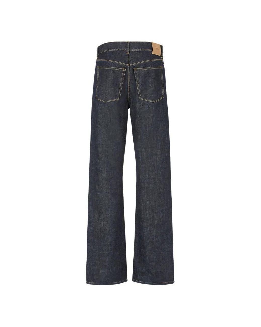 Fendi Blue Contrast-Stitch Logo-Patch Jeans