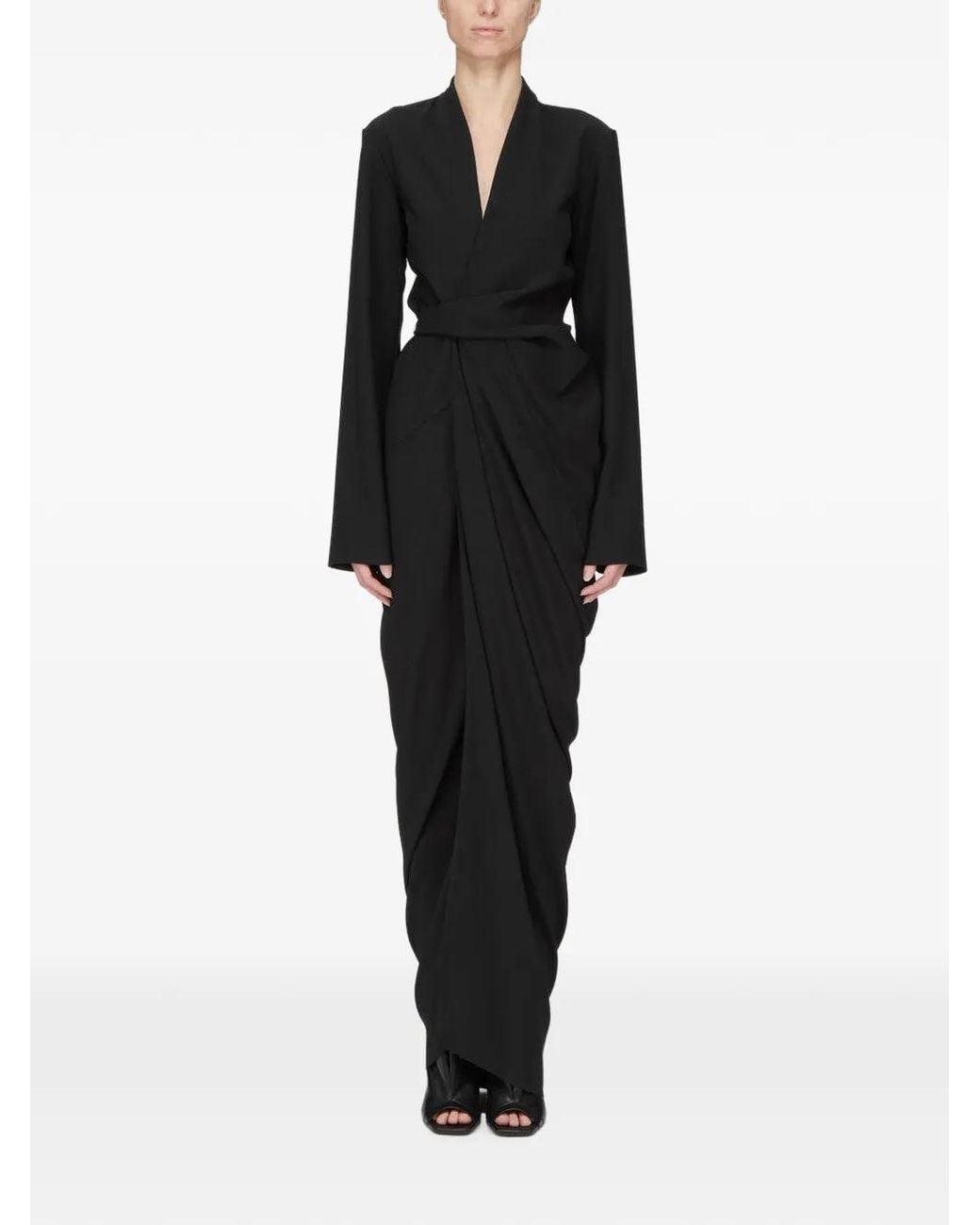 Rick Owens Black Long Wrap Gown