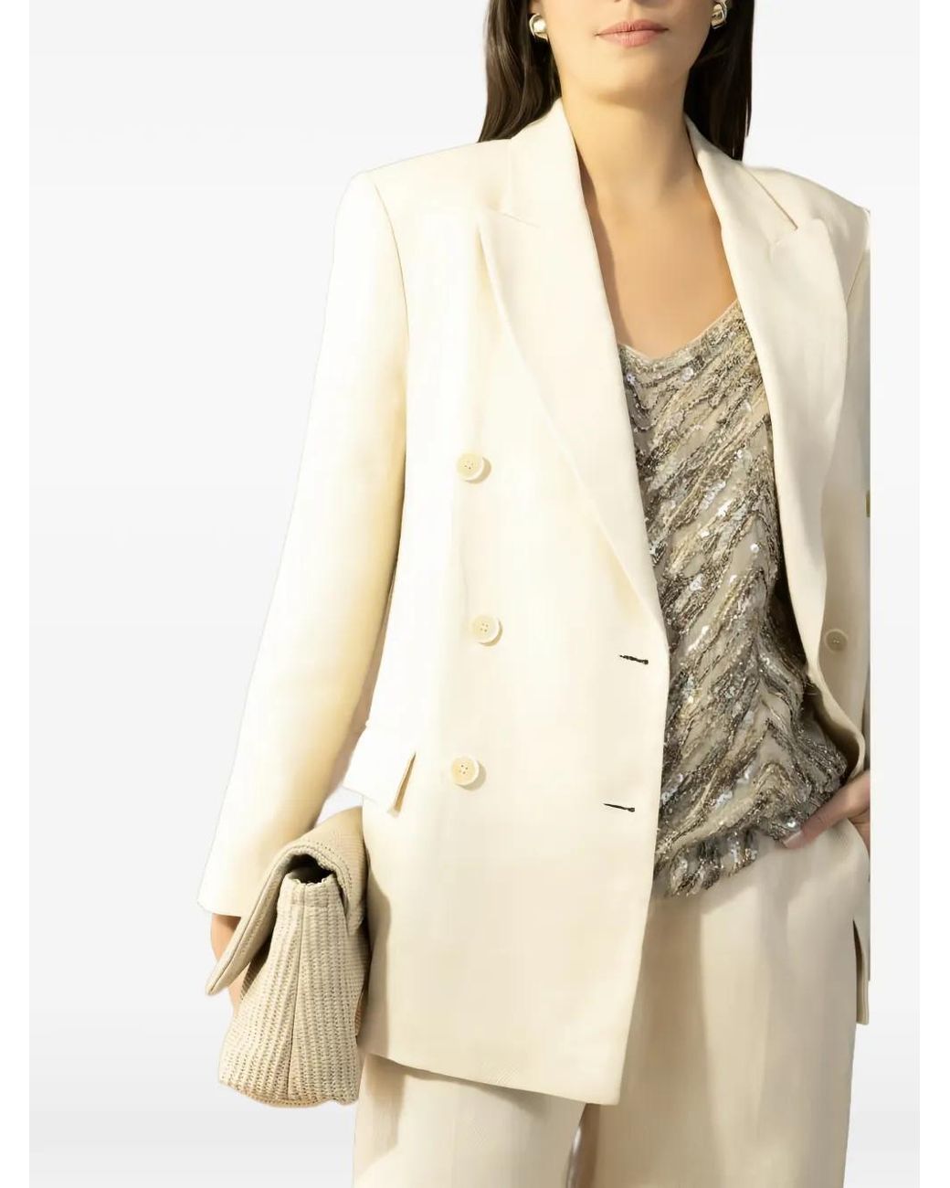 Brunello Cucinelli Natural Linen Double-Breasted Jacket