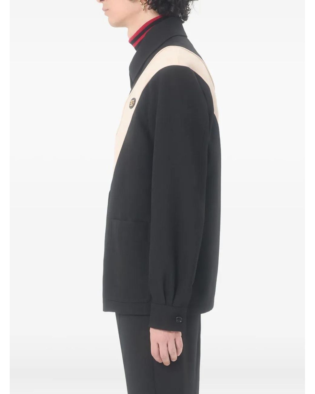 Valentino Garavani Black Logo-Patch Overshirt for men