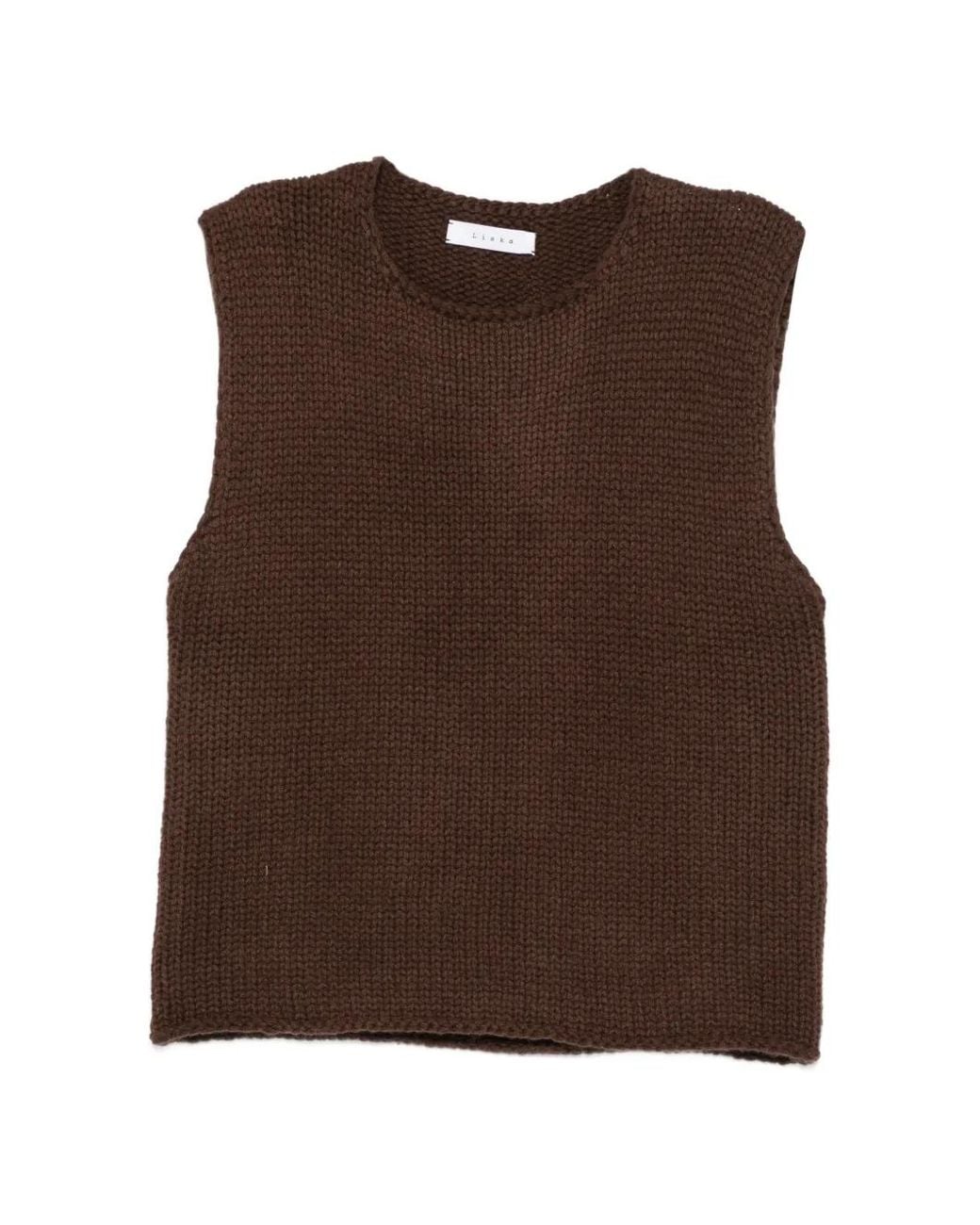Liska Brown Round-Neck Vest