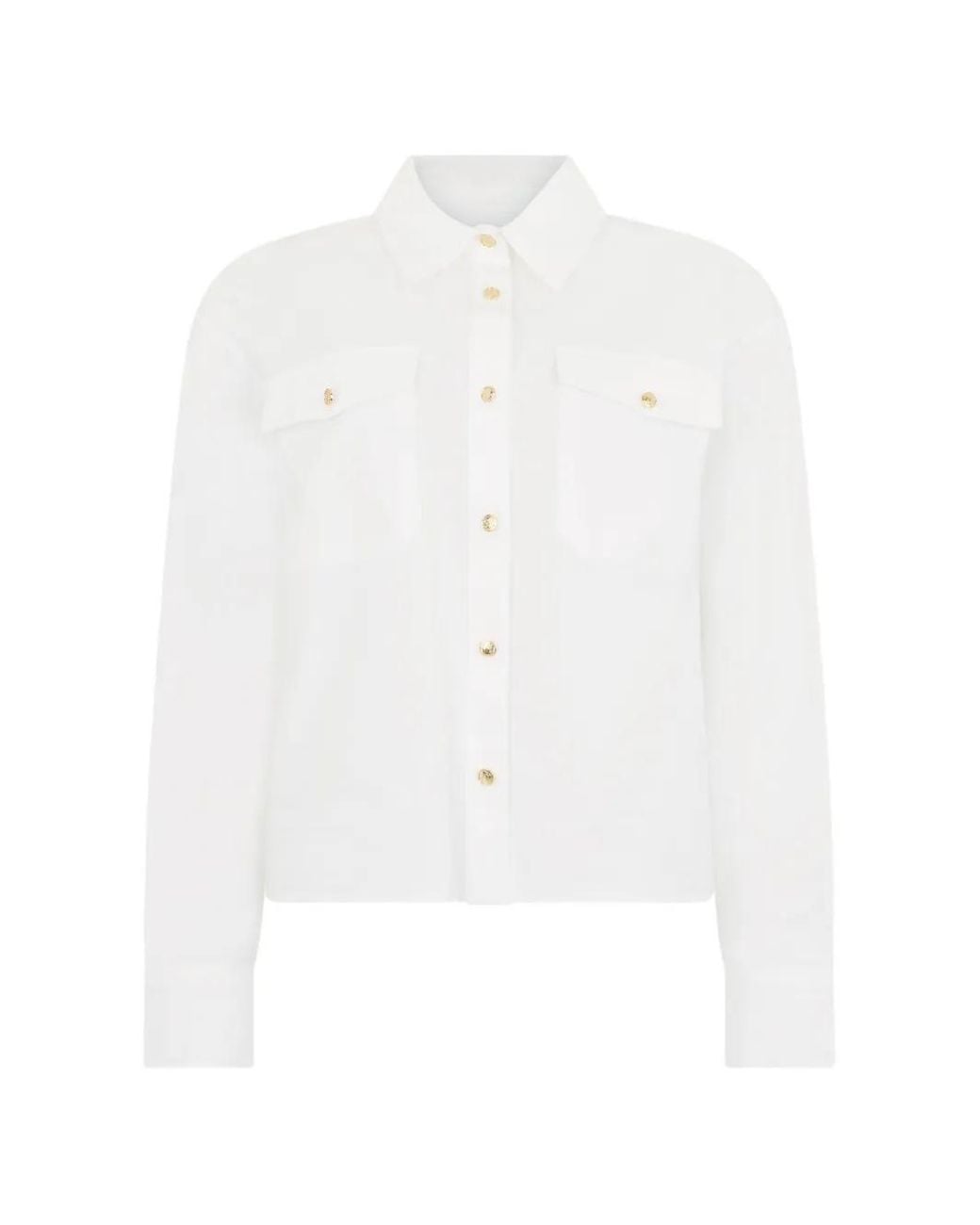 Roberto Cavalli White Logo-Embroidered Button-Up Shirt