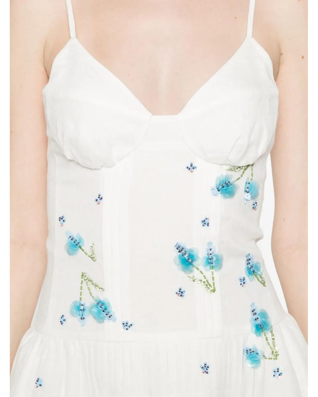 ShuShu/Tong White Floral Pleated Mini Dress