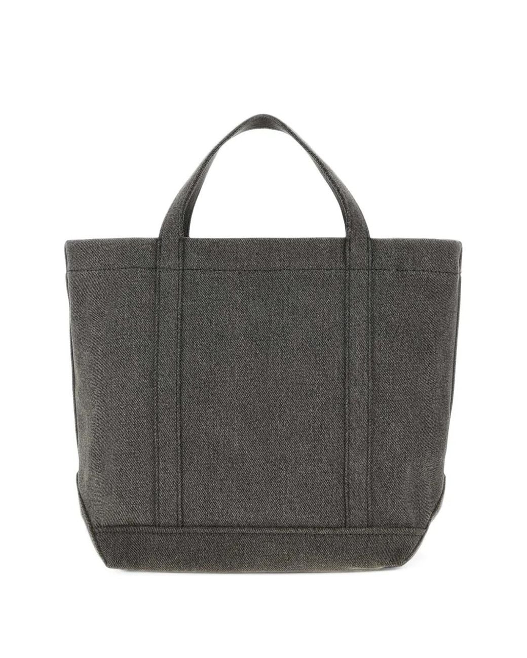 Maison Kitsuné Black Logo-Patch Canvas Tote Bag