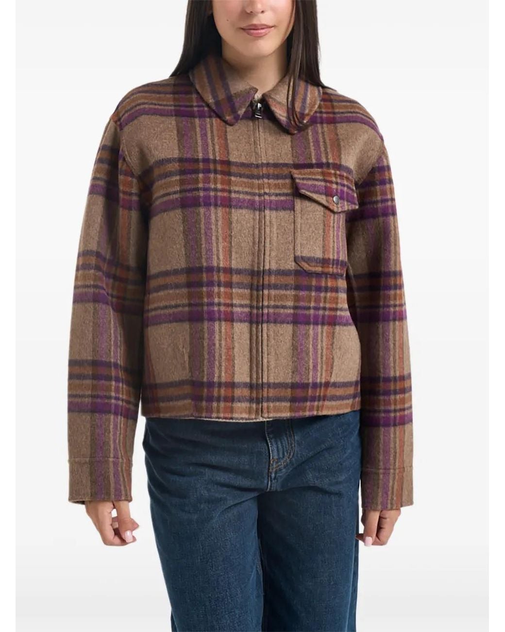 Woolrich Red Check-Pattern Zip-Up Jacket